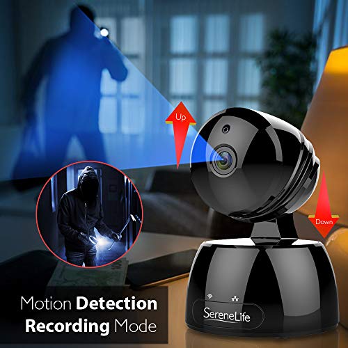 SereneLife Indoor Wireless IP Camera - HD 720p Network Security Surveillance Home Monitoring w/Motion Detection, Night Vision, PTZ, 2 Way Audio, iPhone Android Mobile App PC WiFi Access - IPCAMHD30BK