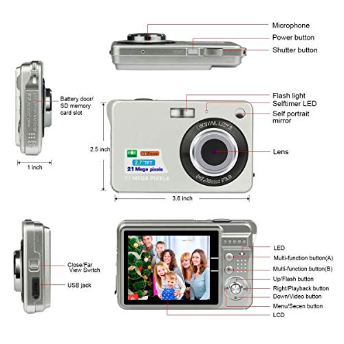 HD Digital Camera 2.7 LCD Rechargeable HD Digital Camera Compact Camera