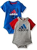 adidas Baby Boys' Single and 2 Pack Bodysuits, Assorted, 24 Months