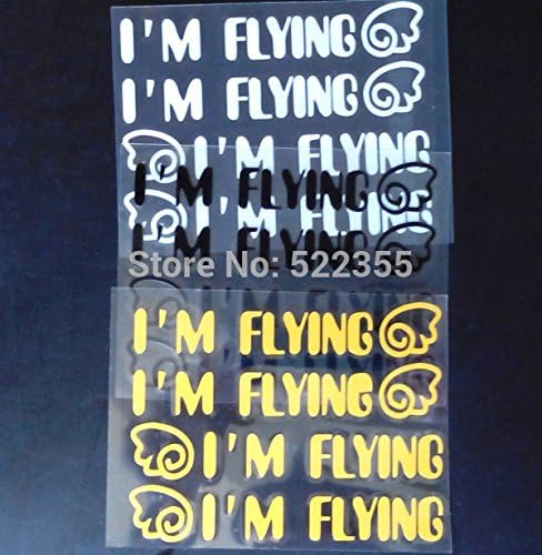 Dharcu(TM) 1pack,4 xI'M FLYING Car Reflective Vinyl Sticker for Doorknob, handle bar reflective sticker,