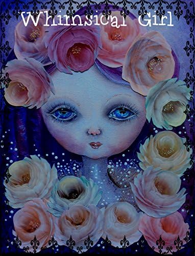 Whimsical Girl painted on canvas in Acrylics with hand painted paper roses.