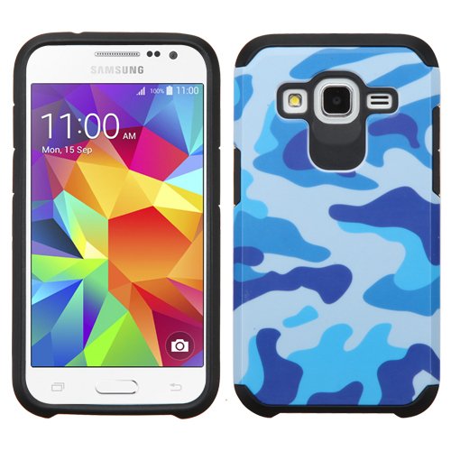 Samsung Galaxy Core Prime Phone Case, Bastex Hybrid Rugged Camouflage Navy Blue/Black Advanced Armor Protector Case Cover