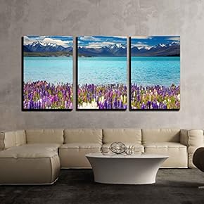 3 Piece Canvas Wall Art - Lake Tekapo, South Island, New Zealand - Modern Home Art Stretched and Framed Ready to Hang - 16"x24"x3 Panels