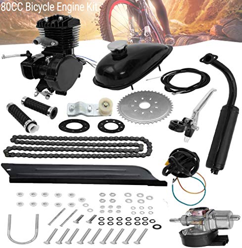 80CC Bicycle Engine Kit, Motorized Bike 2-Stroke, Petrol Gas Engine Kit, Super Fuel-efficient for 26" and 28" Bikes (Black)