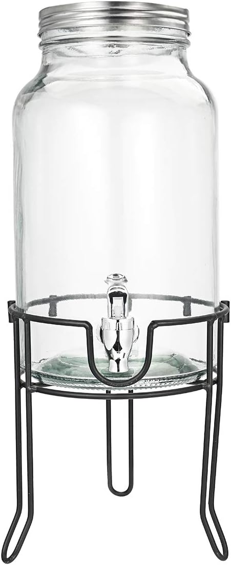 EgBert 5.5L Drink Beverage Dispenser And Stand Beverage Water Juice Detox Glass Jar - Drink Dispenser + Stand