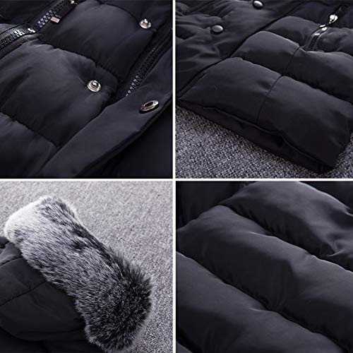 Baby Girl Boy Winter Coats, Thicken Fur Collar Hoodie Down Jacket Windproof Snowsuit Clothing 100 Black - Thumbnail 2