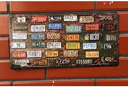 Amazon ヴィンテージカープレートナンバーバー装飾アメリカナンバープレートガレージプラークメタルティンサインバークラブ壁ガレージ家の装飾15 30センチ Rectangle ホーム キッチン 通販