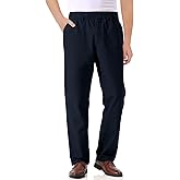 Haloumoning Boys Elastic Waist Pants Kids Uniform School Cotton Twill Trousers with Pockets 5-14 Years