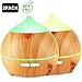 Oil Diffuser, Avaspot 2 Pack 250ml Wood Grain Essential Oil Diffuser, Cool Mist Ultrasonic Aromatherapy Diffuser, 7 LED Light Aroma Diffuser Auto-off Humidifier, Adjustable Mist Mode for Home, Office