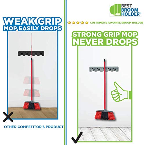 Mop Broom Holder, Heavy Duty Broom Holder Wall Mount with 5 Positions 6