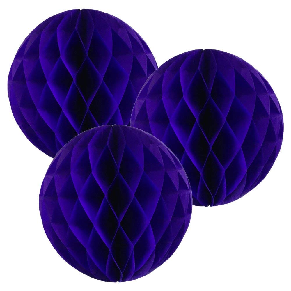 10"(25CM) Paper Honeycomb Balls (Pack of 3) Several Colours Available (Royal Blue)