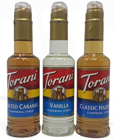 Torani Syrup 375ml (3 pack): White Chocolate, Salted Caramel, and Hazelnut