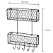 MyGift Wall Mounted Black Chicken Wire Metal Key and Mail Holder Organizer with 4 Hooks, Entryway Hanging Storage Baskets