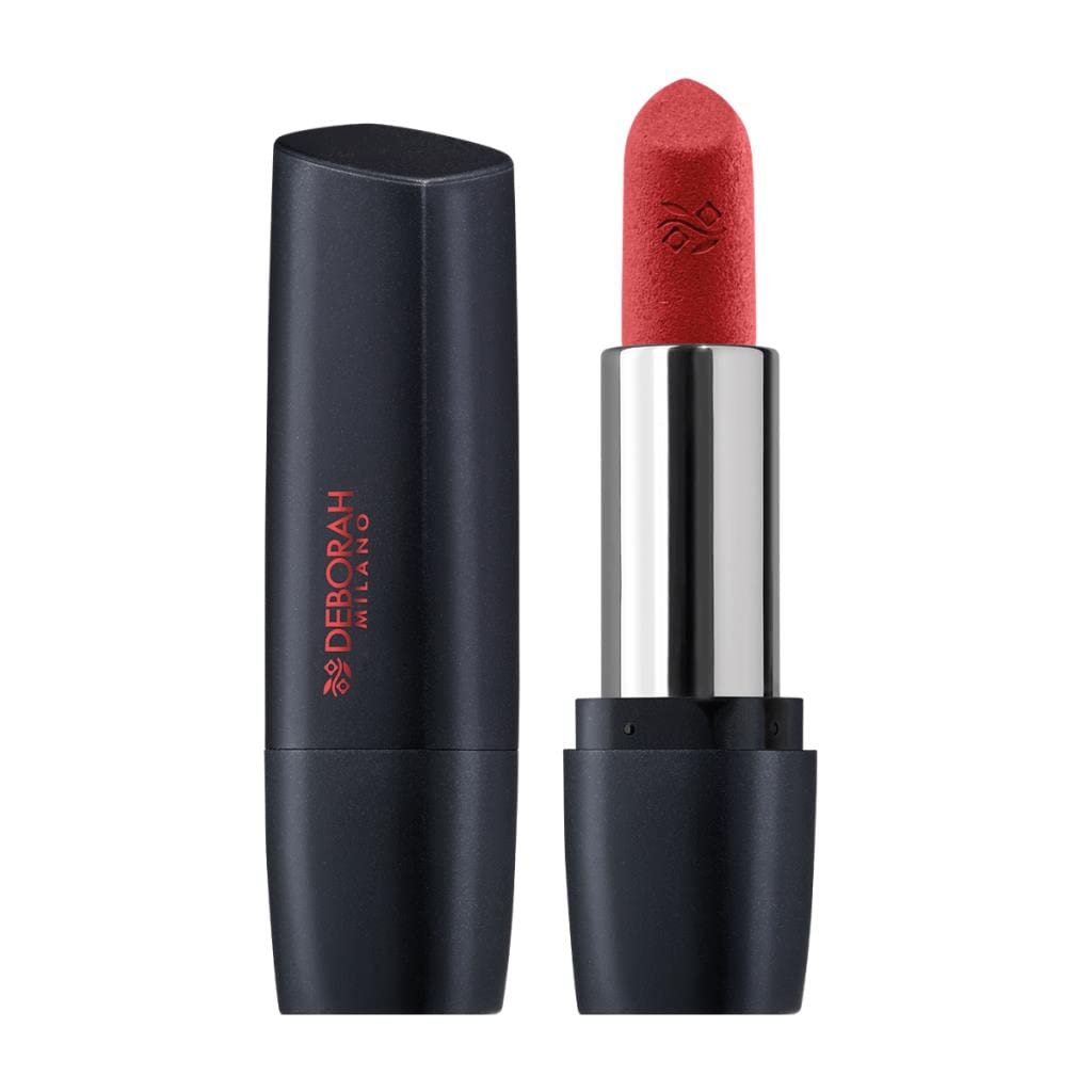 Deborah Milano - Red Mat, Matte Effect Lipstick with Collagen and Hyaluronic Acid, 3 Geranium, Nourishing and Emollient Action, Gives Intense and Volumized Long Lasting Lips, 4.5 g