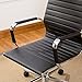 BELLEZE Minimalist Ribbed Executive Office Chair with Arms, High Back Soft Faux Leather Conference Task, Adjustable Height & Swivel Wheels - Aria (Black)