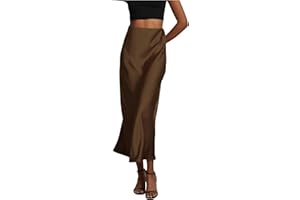 SHENHE Women's Satin Maxi Skirts High Waisted A Line Long Skirts Elegant Office Skirts