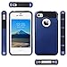 ULAK iPhone 4 Case, iPhone 4S Case,4S Case, Dual Layer Hybrid Slim Hard Case with Hard PC Cover and Soft Inner TPU for iPhone 4S 4(Navy Blue+Black)