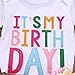 Girls'It's My Birthday Print Shirt Tutu Skirt Dress Outfit Set (White+Pink a, 5-6 Years)