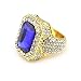 HongBoom Hot Hip Hop Rings 18K Gold Silver Plated CZ CRYSTAL Fully Iced-Out CUBAN Blue Ruby Ring (Gold/US Size 8)