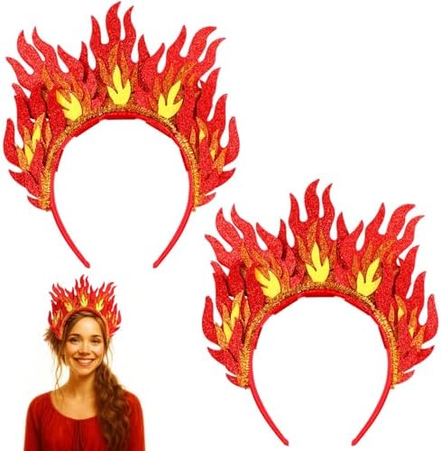 Fire Flame Headbands Felt Rave Party Costumes Festive Halloween Accessories Fire Headband Flame Headdress Fire Costume for Women  main image 2