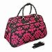 World Traveler 21-Inch Carry-On Shoulder Tote Duffel Bag, Black Pink Damask, One Size