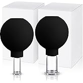 Nuanchu 2 Pieces Facial Cupping Set, Glass Cupping Cups Glass Silicone Cups Vacuum Suction for Face Skin Back Shoulder Muscle(1 Inch and 0.65 Inch Diameter,Black)