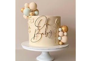 Hsybdnsk Oh Baby Cake Topper, Golden Acrylic Babyshower Party Cake Decoration, Baby Baptism or Gender Reveal Party Cake Decoration