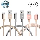 MCUK 3Pack 10FT Micro USB Cable Premium Micro USB Cable High Speed USB 2.0 A Male to Micro USB Sync and Charging Cables for Samsung, HTC, Motorola, Nokia, Android, and More 10ft(Gold+Grey+Pink)