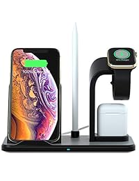 Cargador inalámbrico, UrChoice compatible con iPhone One Charger, estación de carga 5 en 1 de repuesto para iph One Xs X Max XR X 8 8Plus Reloj Auricular Lápiz (cargador de reloj no incluido)