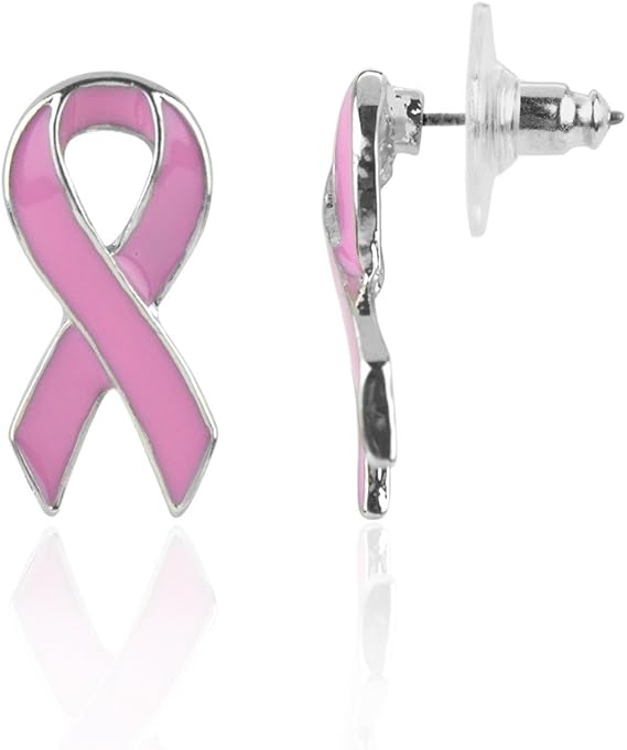 Lux Accessories Pink Bow Breast Cancer Awareness Believe Stud Earrings Lux