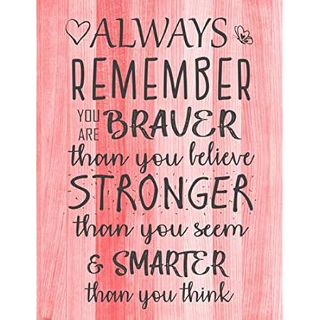 Always Remember You are Braver than you believe - Stronger than you seem & Smarter thank you think: Inspirational… Always Remember You are Braver than you believe - Stronger than you seem & Smarter thank you think: Inspirational…