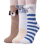 YSense 3 Pairs Womens Super Soft Fluffy Socks Winter Warm Cute Animal Fuzzy Home Slipper Socks