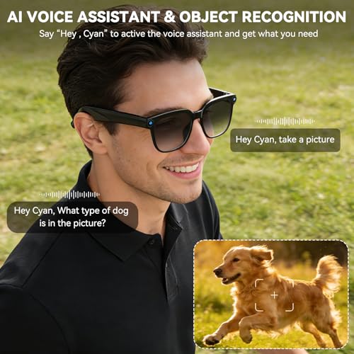 AI Smart Glasses with Camera,8MP Camera Glasses,1080P Anti-Shake Video Recording Glasses, Real Time Translation,AI Voice Assistant,Object Recognition,Bluetooth Sunglasses for Men Women (Photochromic)