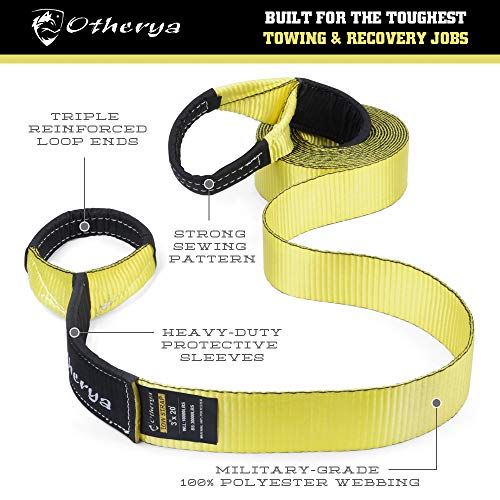 Tow Recovery Strap 3'' x 20' Recover Your Vehicle Stuck in Mud/Snow