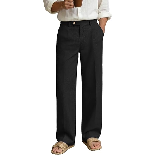 Men's Saggy Wide-Leg Suit Pants Pleat-Front Pant with Hidden
