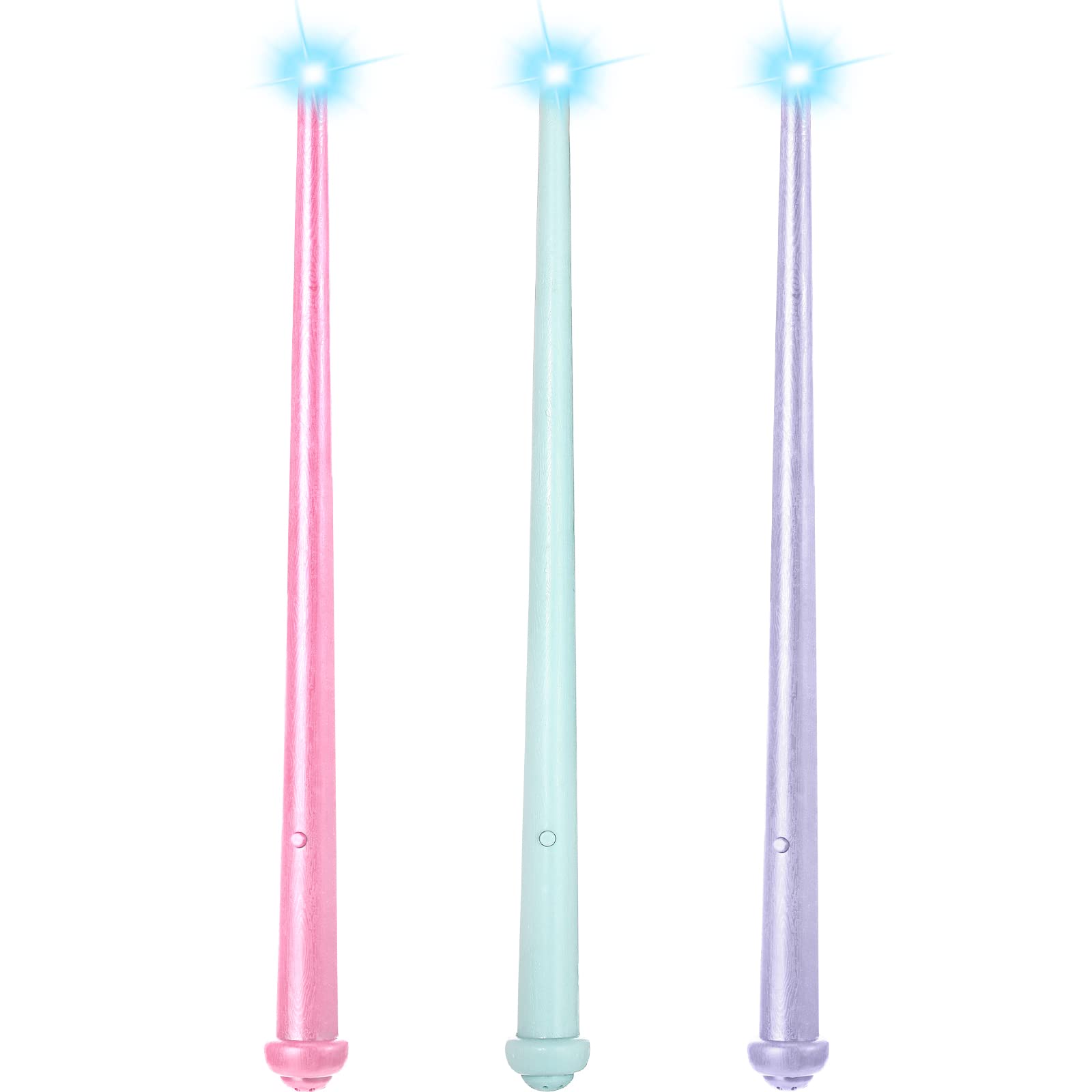 Weewooday 3 Pieces Light up Wand Magic Light and Sound Toy Illuminating Princess Wand Fairy Toys Christmas Party Costume Accessory for Xmas Cosplay Masquerade(Pink, Purple, Blue)