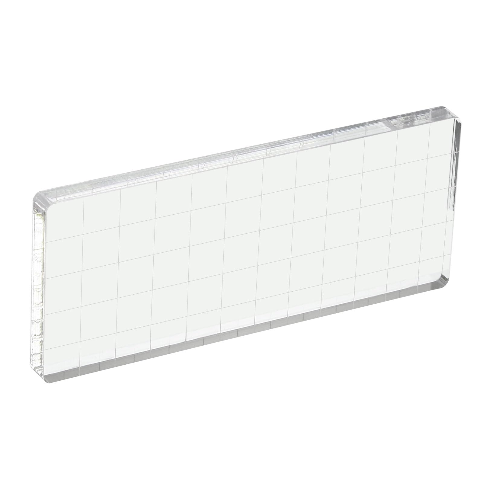 PATIKIL 5" x 2" Acrylic Stamp Block, Clear Stamping Block with Grid Lines Decorative Mounting Blocks Square for Scrapbooking DIY Crafts Card Making