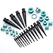 PiercingJ 32pcs 12G-1/2 (2-12mm) Black Acrylic Ear Tapers Stretching Kit + Colorful Acrylic Tunnel Gauge Set