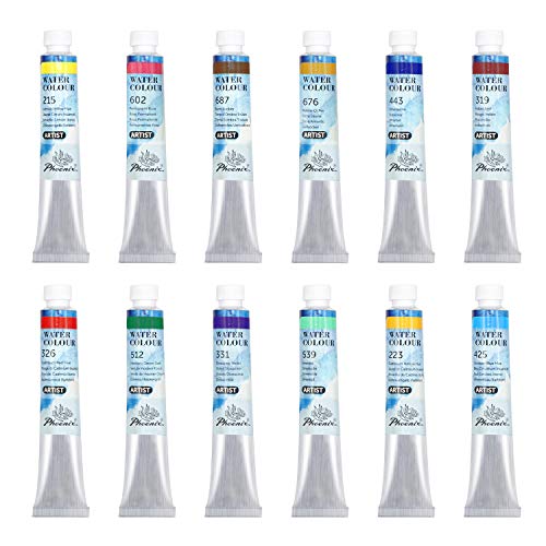 PHOENIX Artist Grade Watercolor Paint Set 12 Colors x 8ml (0.27 Oz