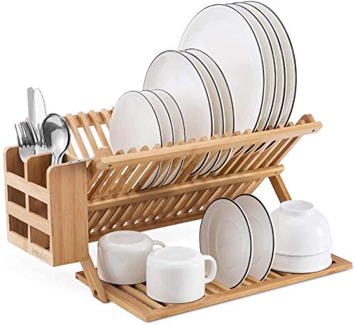 HBlife-Bamboo-Dish-Drying-Rack-with-Utensils-Flatware-Holder-Set-Large-Folding-Drying-Holder-for-Kitchen-Collapsible-Drainer-Cups-and-Utensils-Holder