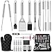 OlarHike 25PCS BBQ Grill Accessories Tools Set, Stainless Steel Grilling Kit with Oxford Cloth Case for Smoker/Camping/Kitchen, Barbecue Utensil for Men Women with Thermometer and Meat Injector