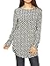 Allegra K Women's Round Neck Long Sleeve Chevron Tunic Knit Shirt L White