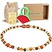 Raw Baltic Amber Teething Necklaces For Babies - Anti Flammatory, Drooling & Teething Pain Reduce Properties - Multicolor UNPOLISHED Amber Necklace with Free Teething Toys For Boys and Girls