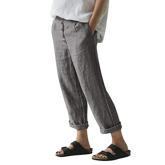 Luckycat Pantalones De Lino Para Mujer Pantalon De Verano Con