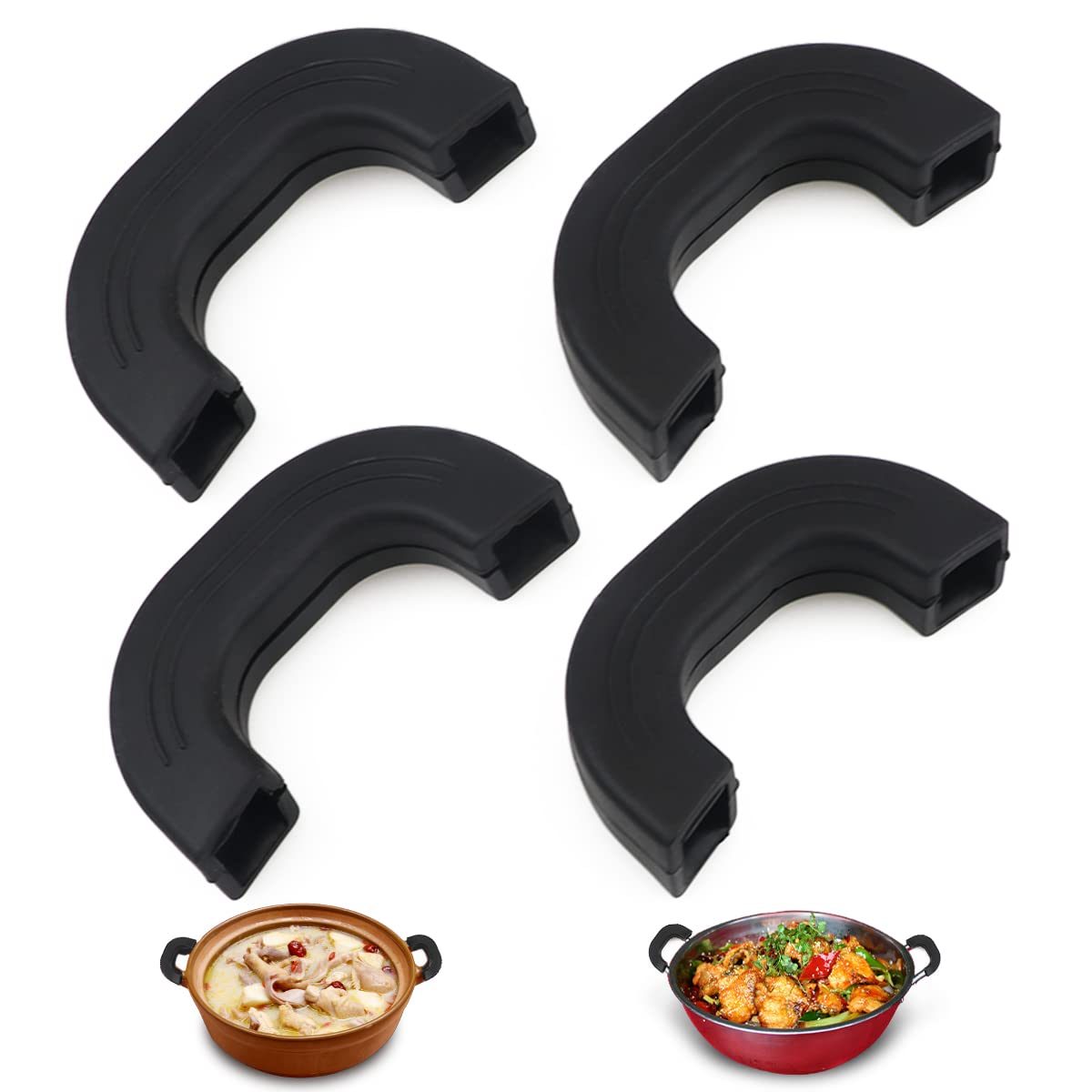 DOERDO DD 4Pcs Black Silicone, Rubber Pot Handle Covers, Non-Slip, Heat Resistant, Dishwasher Safe, Pot Cover, Cylindrical, For Home, Travel, or Camping — image 1