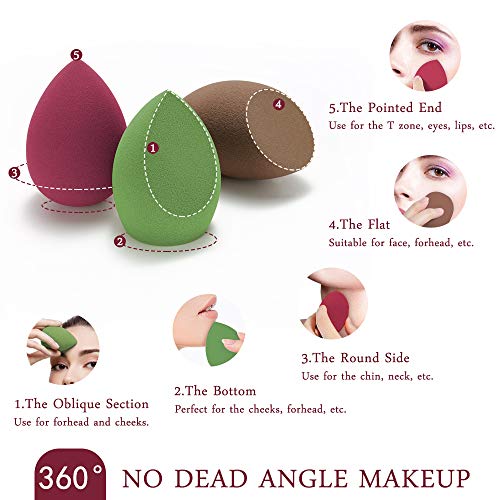 Makeup Sponge Blender - 3 Pack Beauty Sponges Latex Free Q SOFT Makeup Foundation Blending Smooth Flawless Make Up Sponge for Base Liquid, Concealer, BB Cream, Powder, Eyeshadow and Blush (3 Pack)