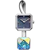 SAGA Light of Vendome Women's Luxury Cuff Bangle Quartz Watch, 20MM Square Case, Swiss Ronda Quartz Movement, 30M Water Resistant, 316L Stainless Steel Bracelet with Danube Crystals