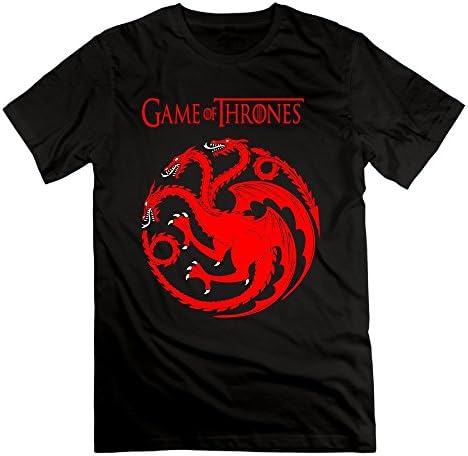 Christopherly Men's Thrones Game Targaryen Banner T-Shirt Black Black XX-Large