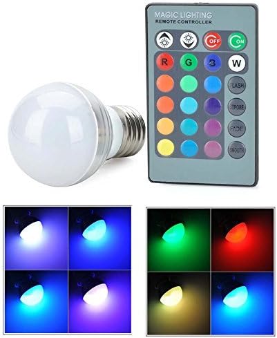 LED Light Bulb RGB E27 Standard Screw Base 16 Color Changing Dimmable 3W RGB LED Light Bulb for Home Decoration/Bar/Party/KTV
