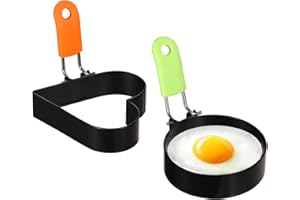 Arcjunys Stainless Steel Egg Ring With Anti-Scald Folding Handle for Frying Eggs, Omelets, and Muffins - Non-Stick Mold